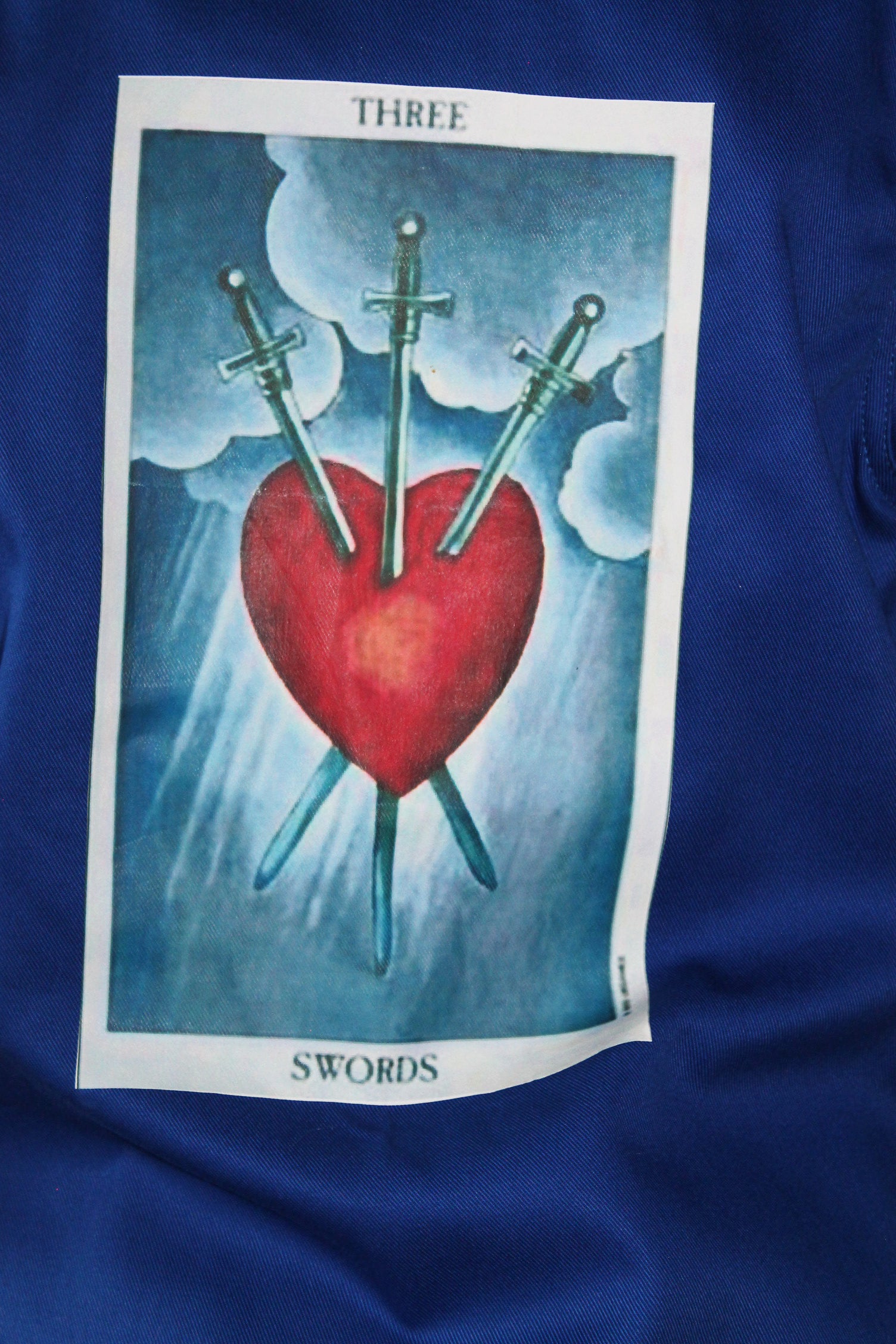 Cœur bleu de travail carte