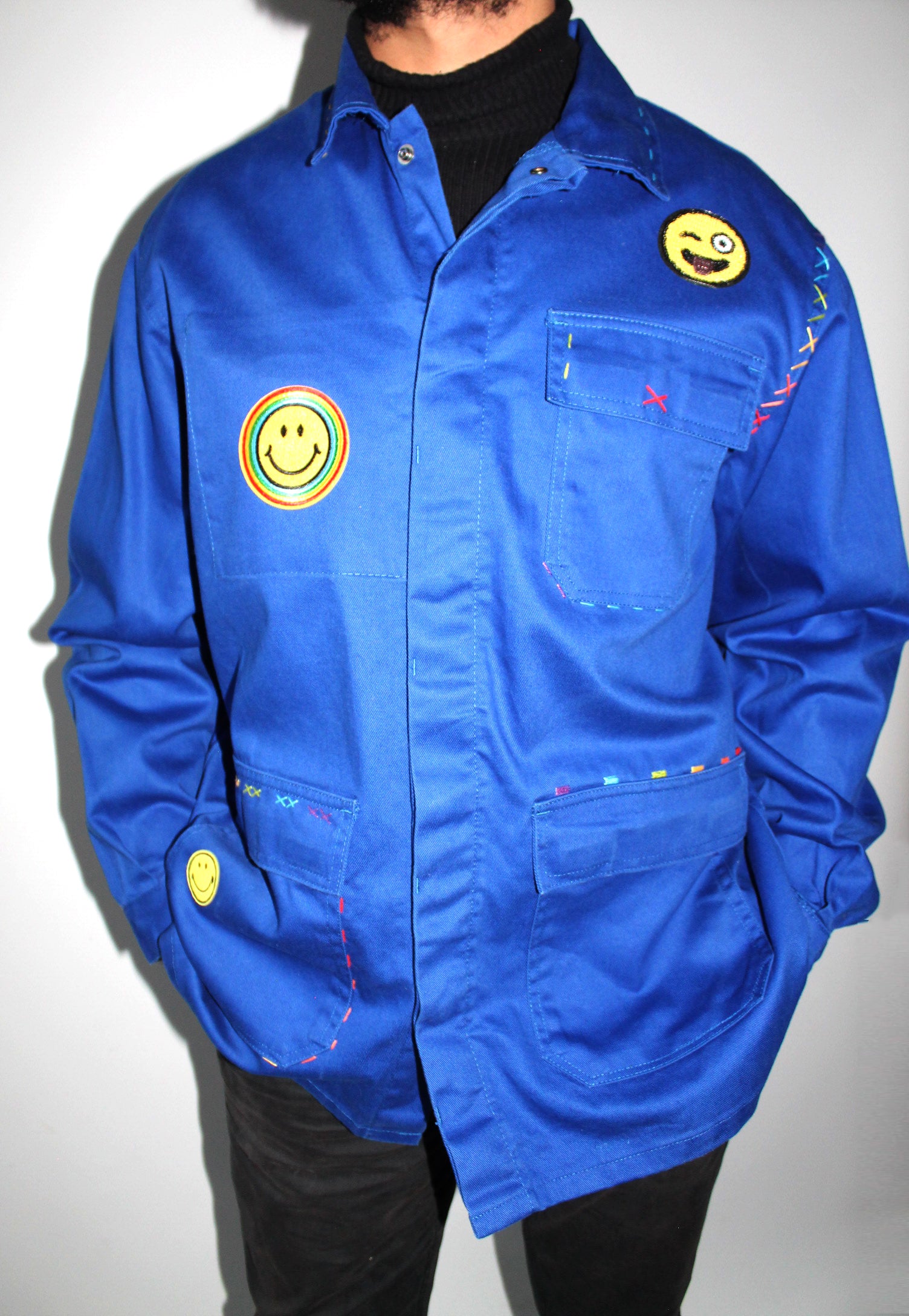 Smiley homme bleu de travail